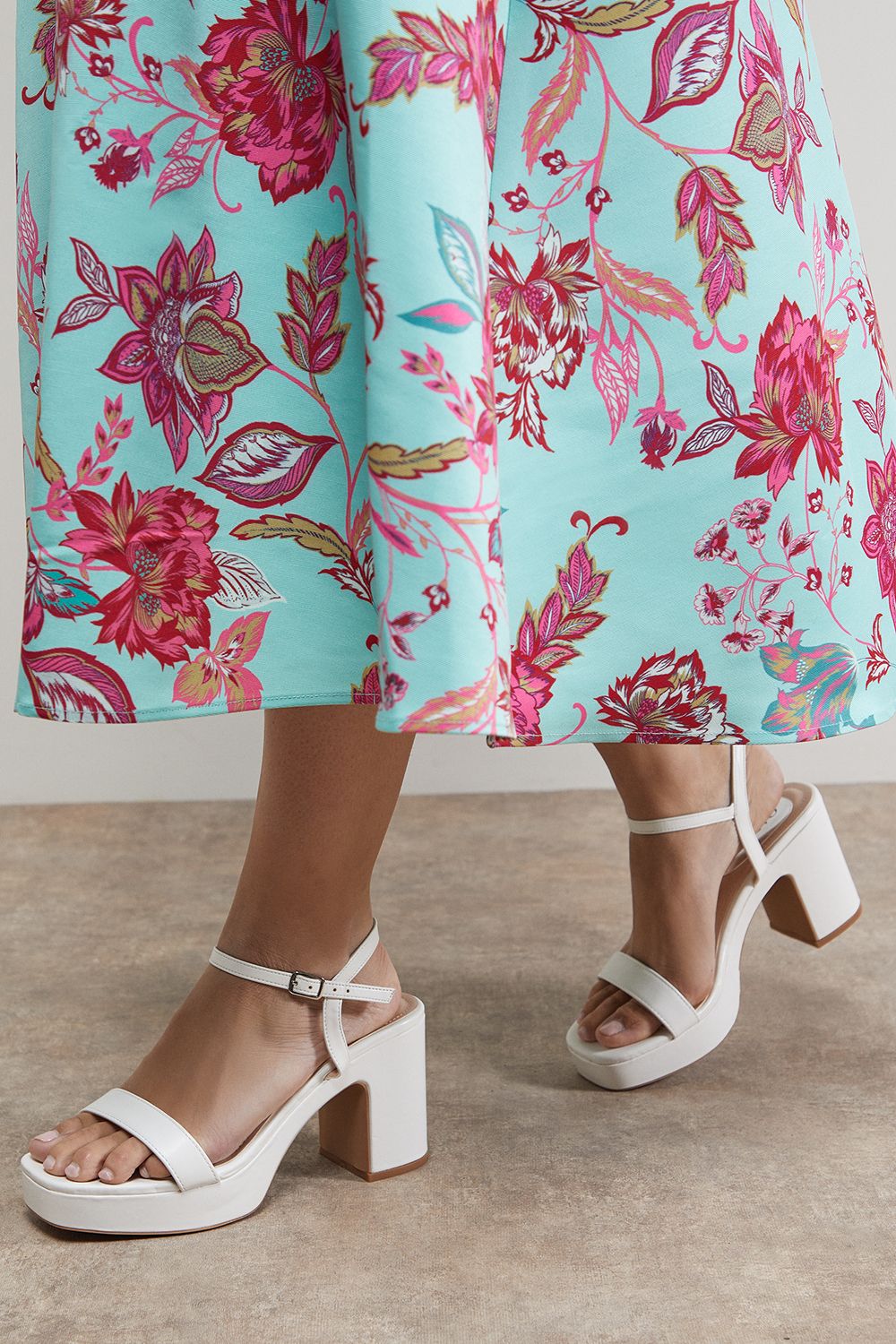 Oasis Maddie Platform High Block Heeled Sandals White image 2