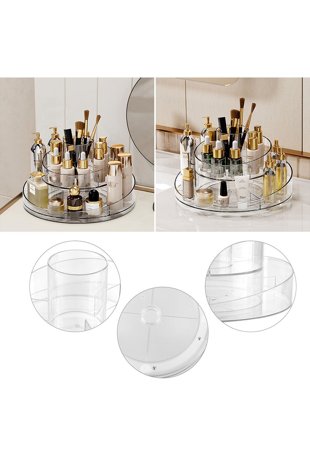 Living and Home Rotating Round Multifunctional Storage Skincare Shelf Desktop Organizer image 6