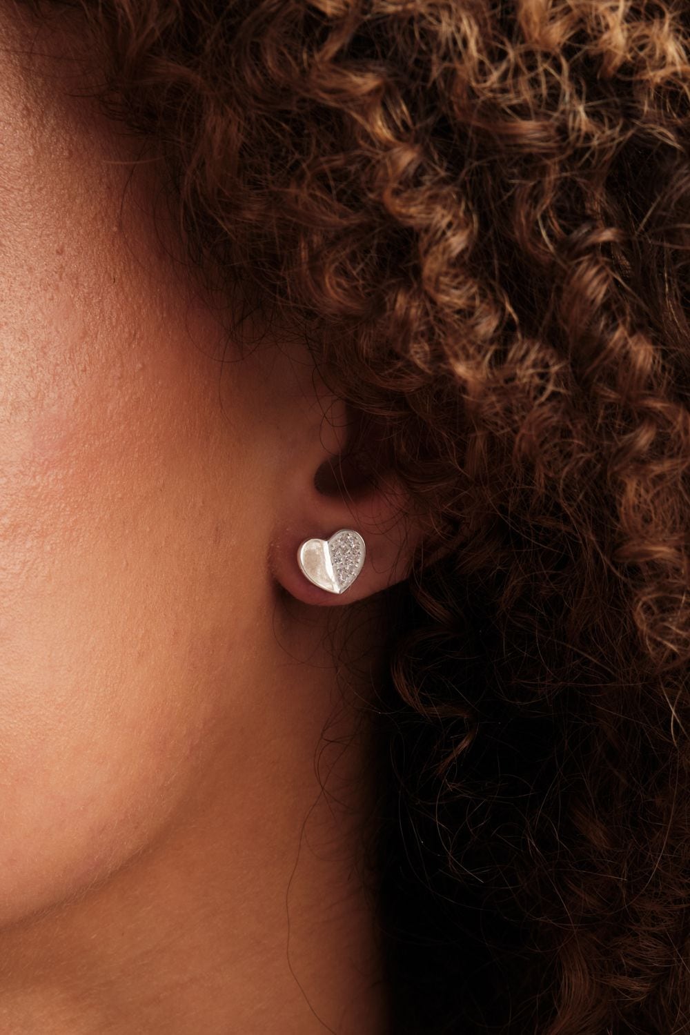 Simply Silver Recycled Sterling Silver 925 Mini Heart Polished And Pave Stud Earrings image 4