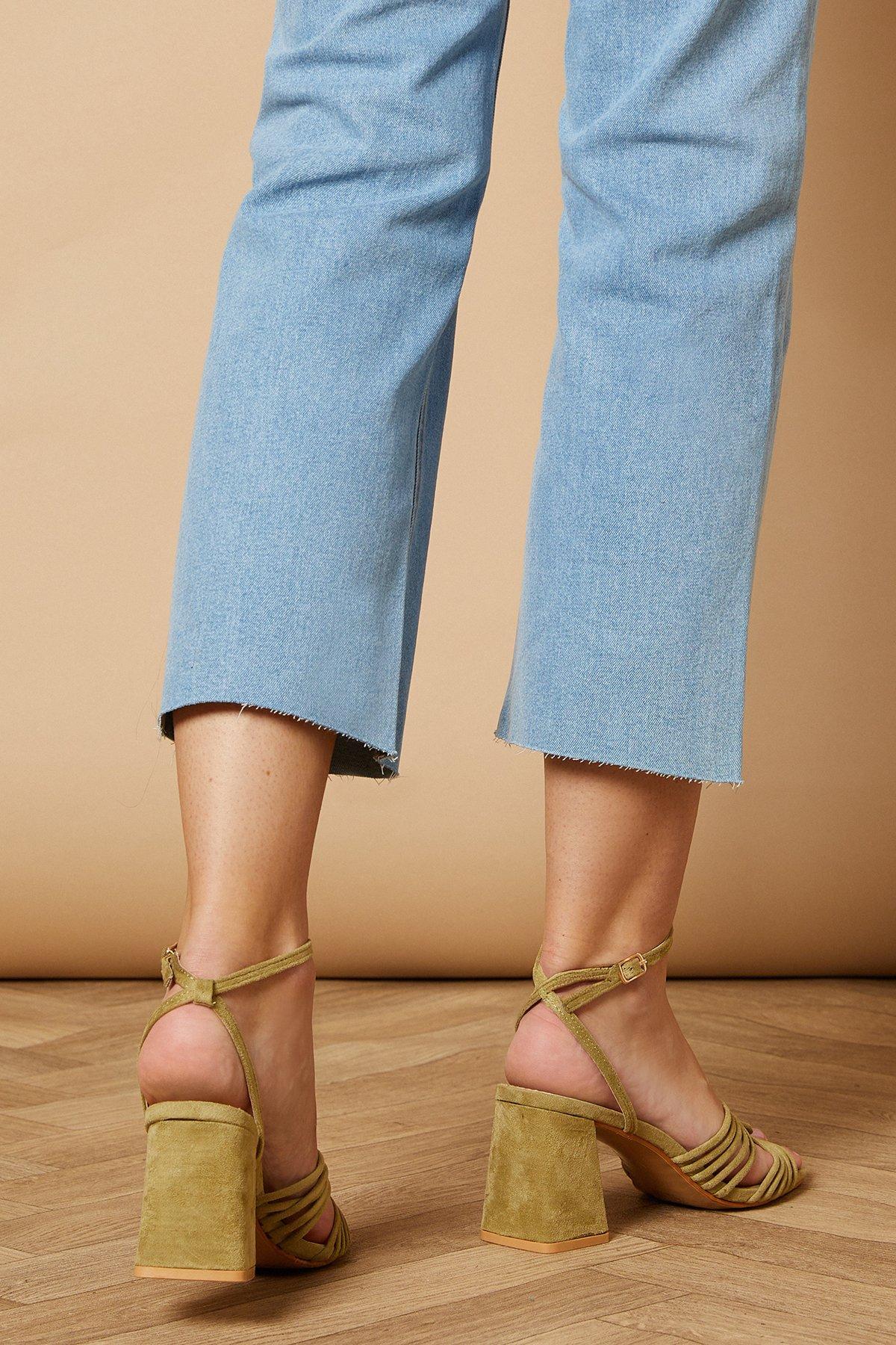 Oasis Teagan Faux Suede Twist Detail Block Heel Sandals Sage image 4