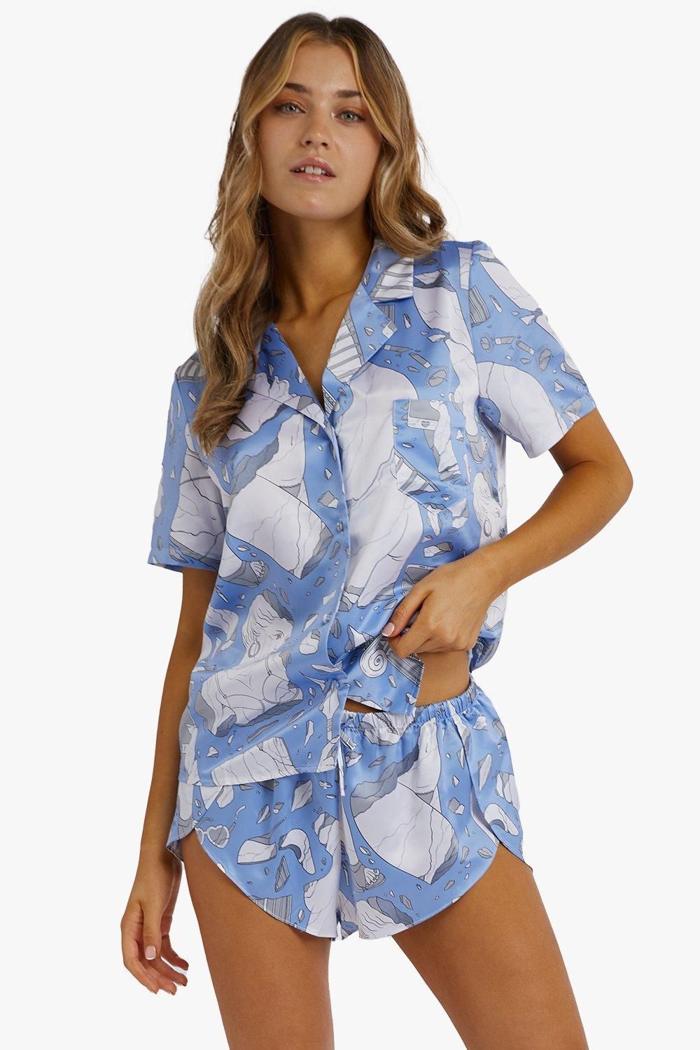 Playful Promises Logan Spector Blue Statue Satin 'Shirt' image 2