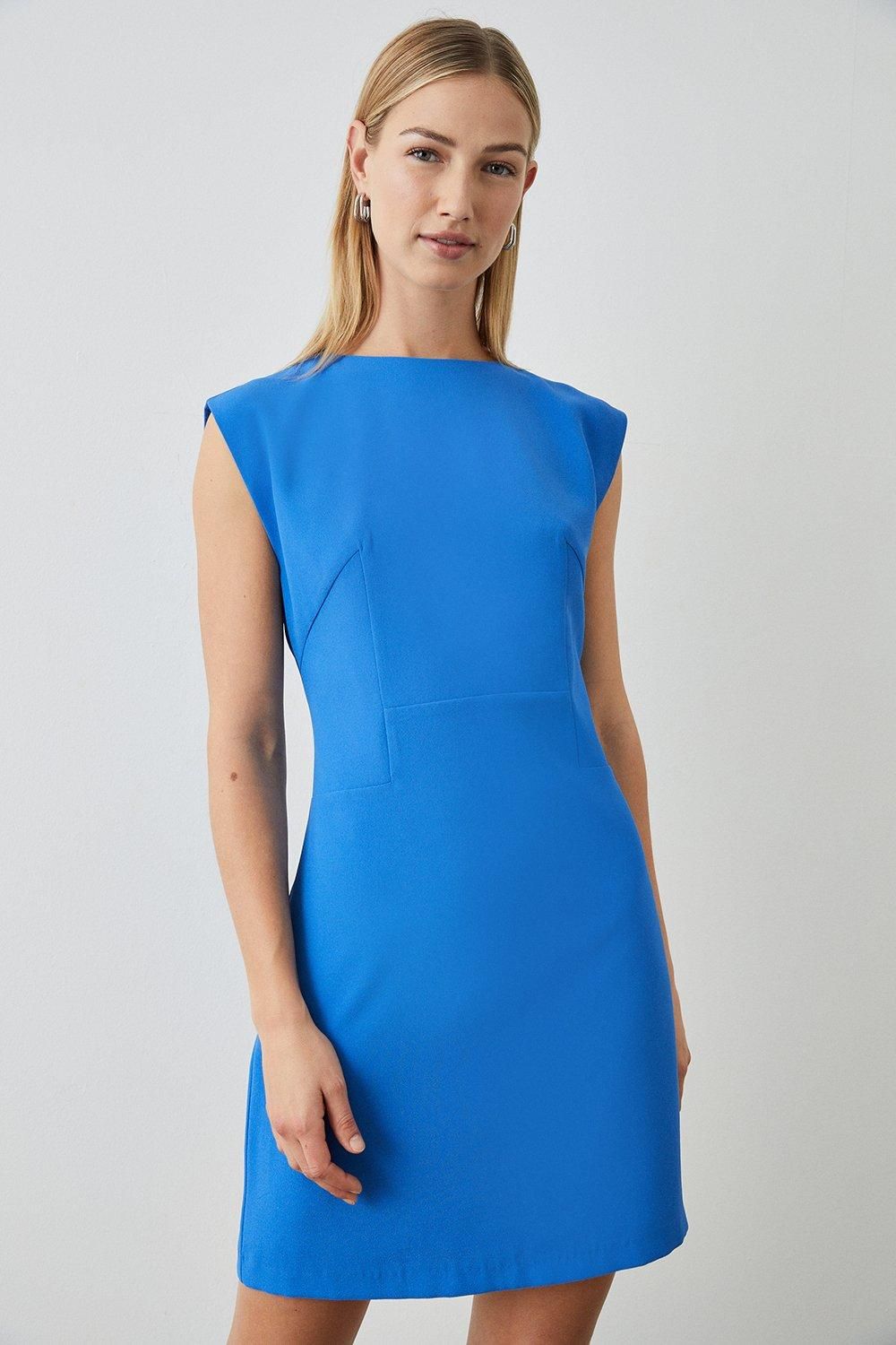 Principles Structured Crepe Waist Detail Mini Dress Blue