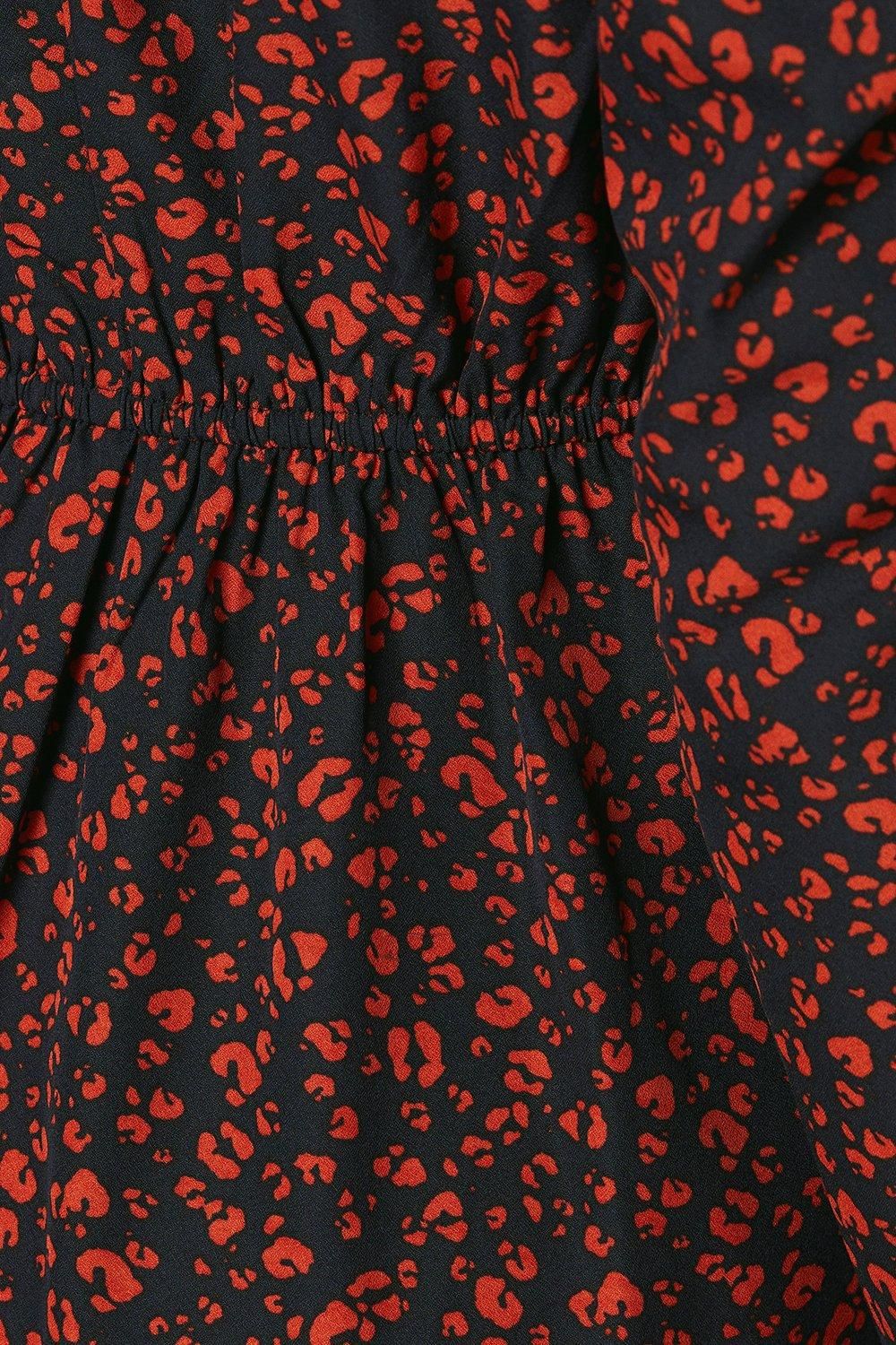 Dorothy Perkins Red Animal Empire Wrap Long Sleeve Mini Dress Black image 5