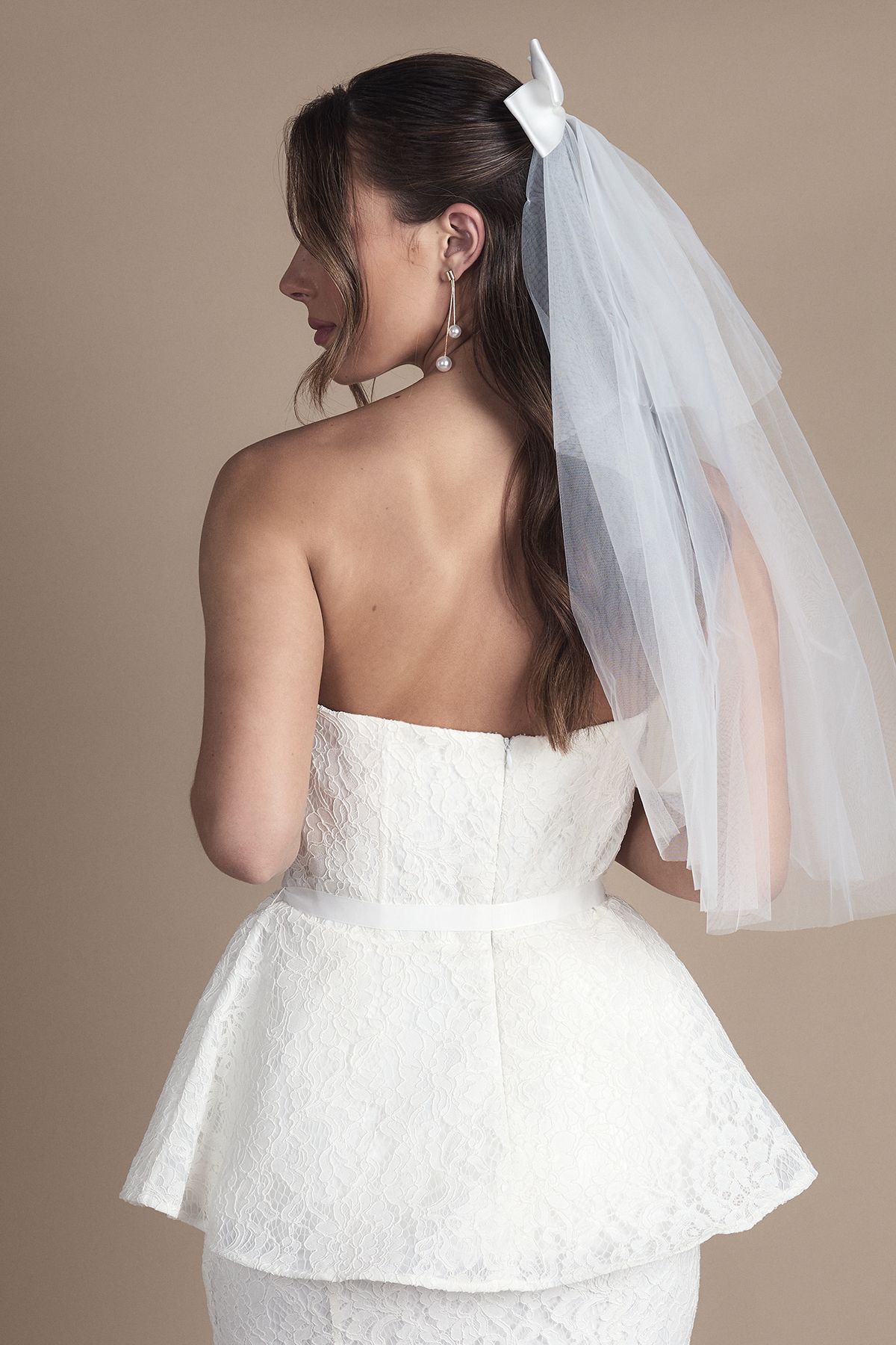 Coast Bandeau Lace Peplum Bridal Top Ivory image 3