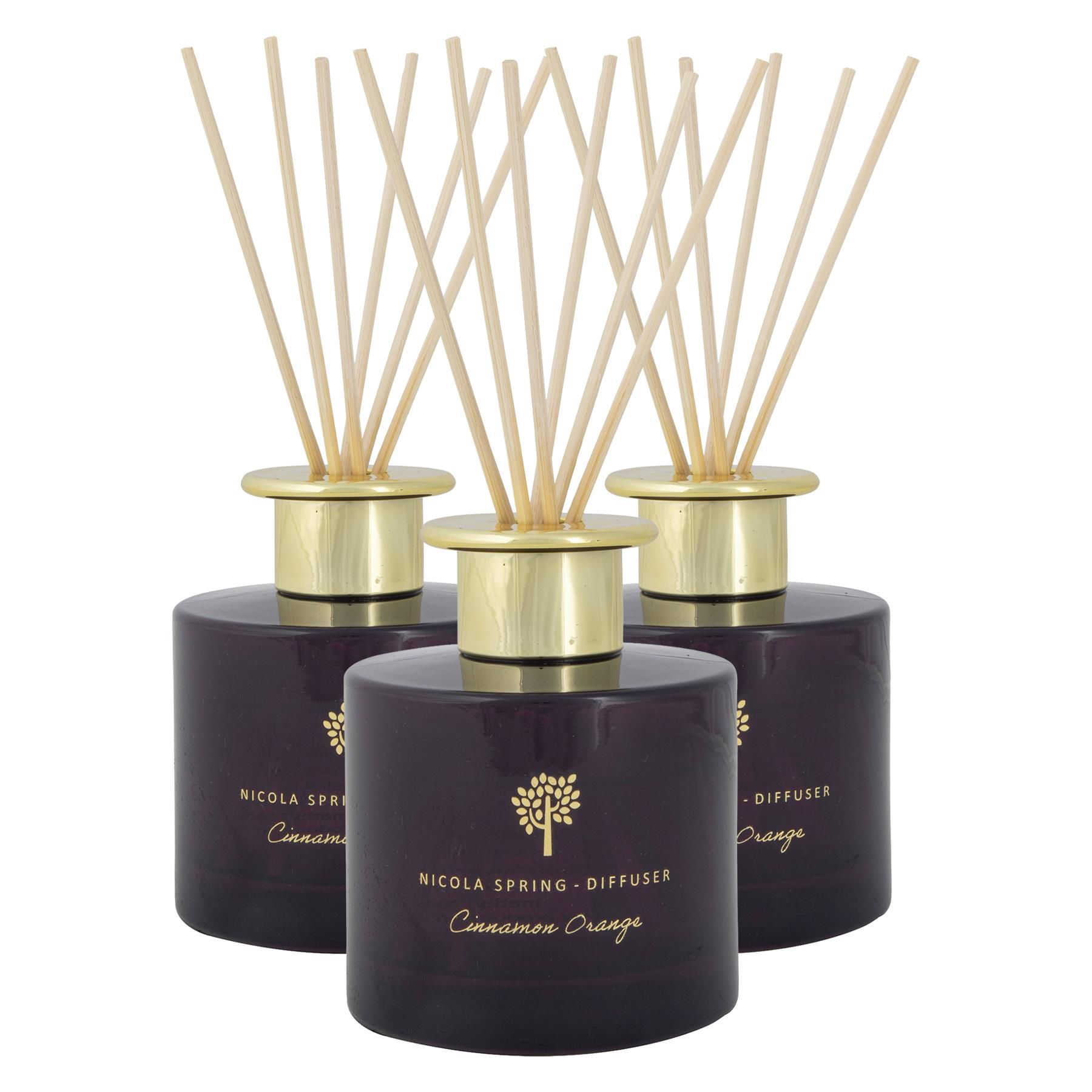 Nicola Spring 200ml Cinnamon Orange Reed Diffusers - Pack of 3 - Festive Scent image 1