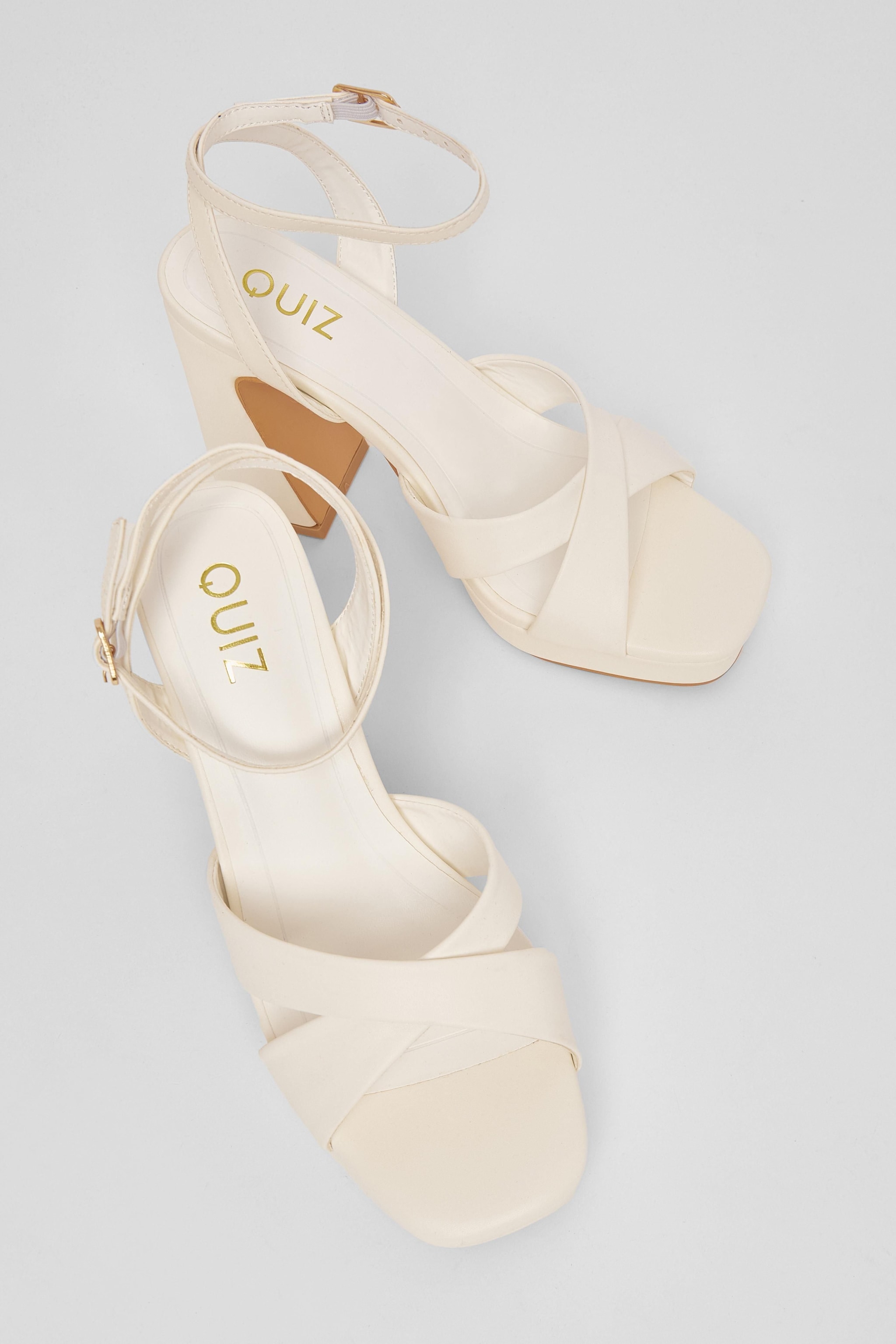 Quiz White Faux Leather Platform Heels image 2