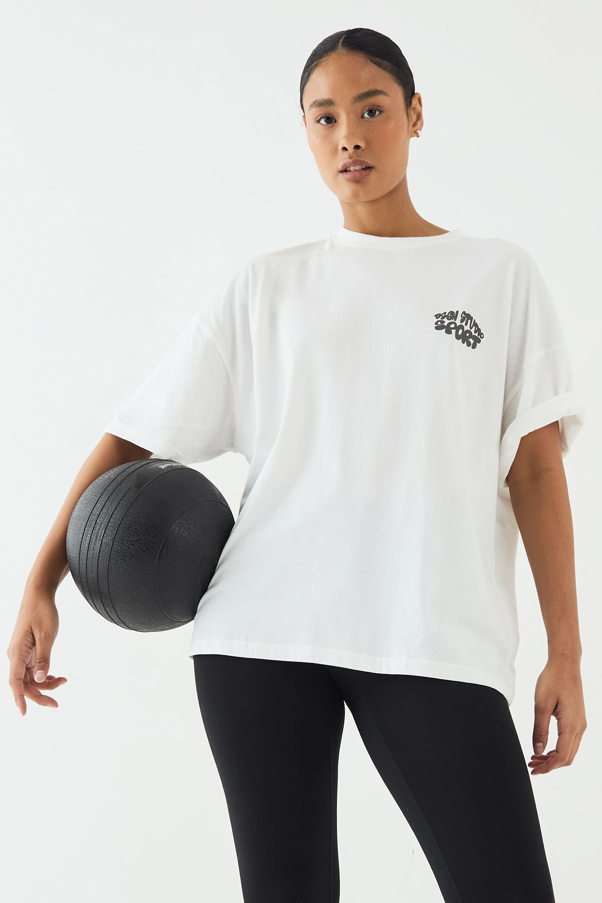 DSGN Studio DSGN Studio Sport Printed Oversized T-Shirt White image 1