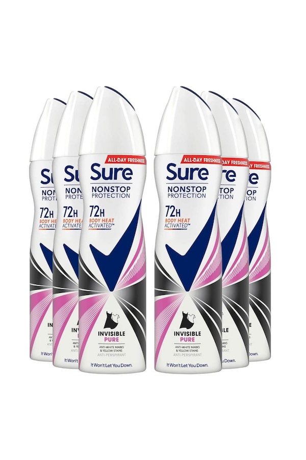Sure Women 'Anti-Perspirant' 72H Protection Deo Invisible Pure, 6x150ml
