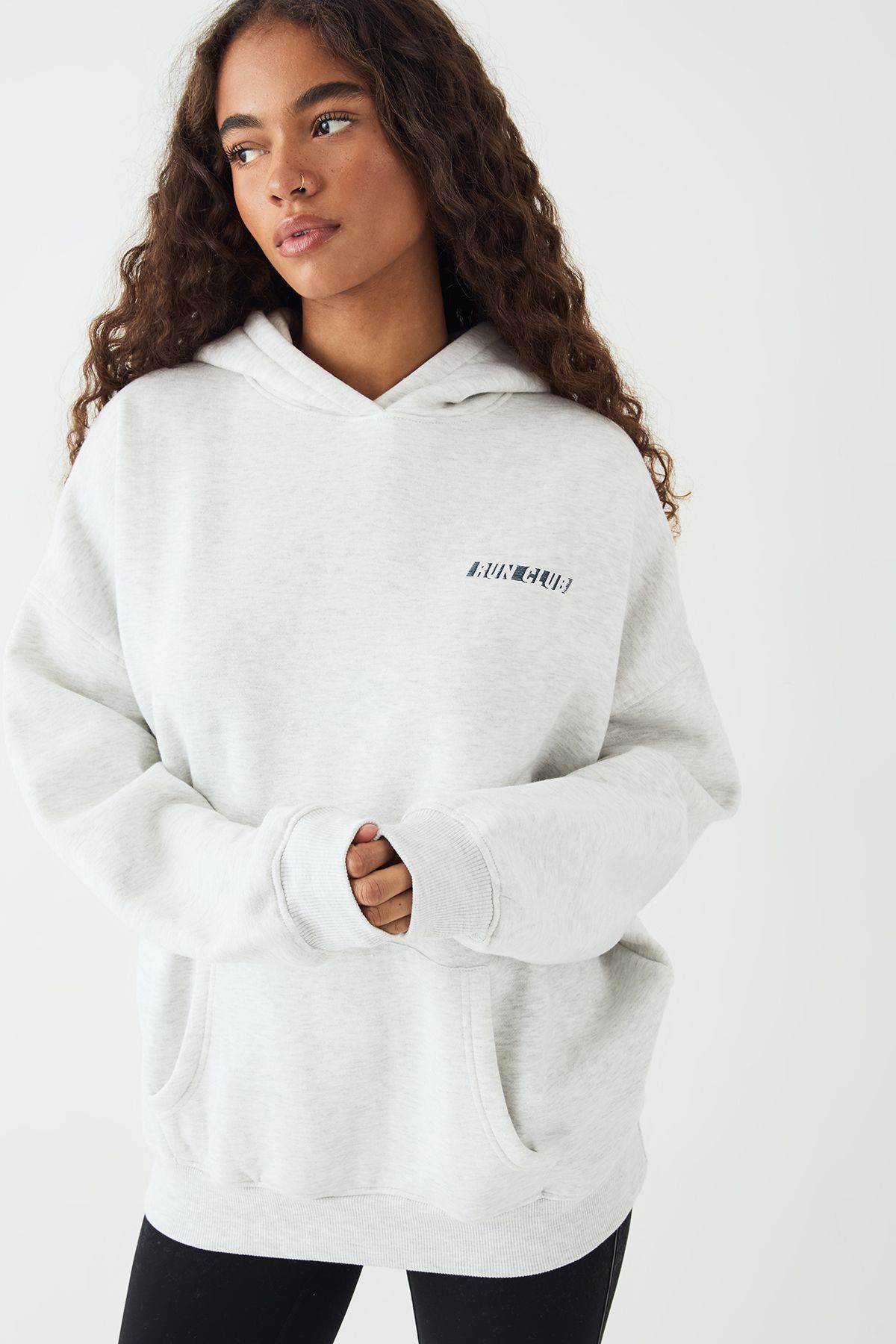 DSGN Studio DSGN Studio Run Club Printed Oversized Hoodie Ash Grey image 1