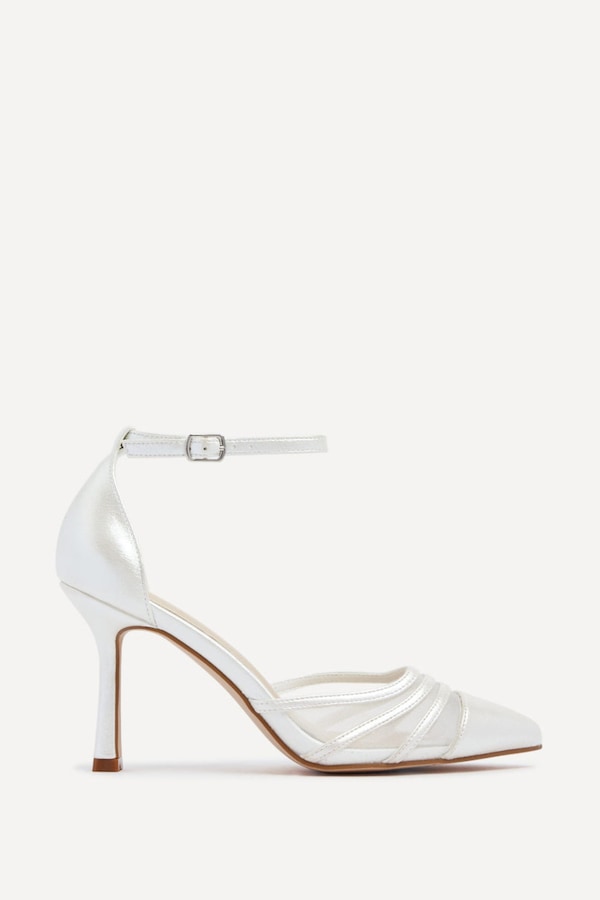 Linzi Rosalind Ivory Satin Mesh Court Heel