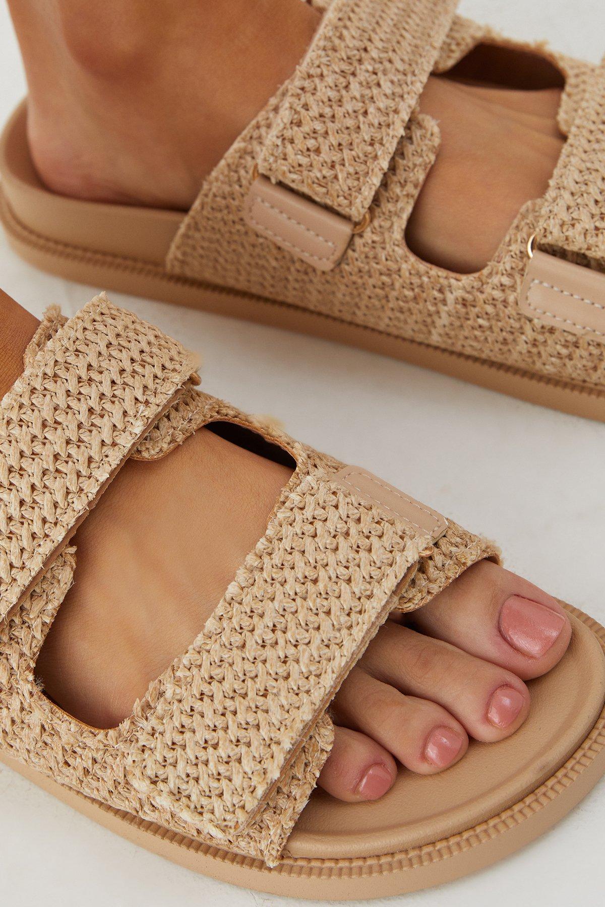 MissPap Woven Double Buckle Sliders Tan image 4