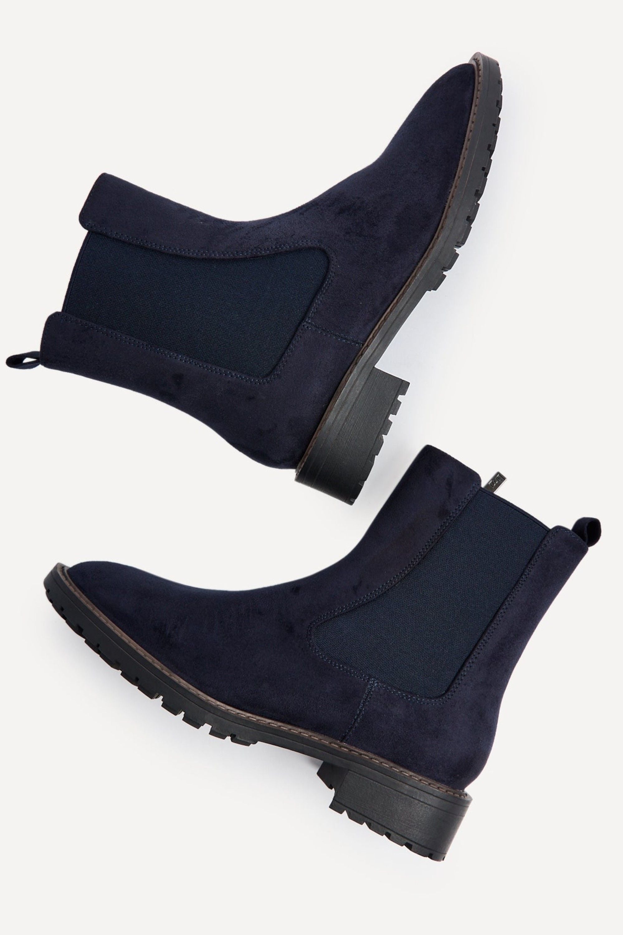 Linzi Dalston Navy Faux Suede Classic Chelsea Boot image 4