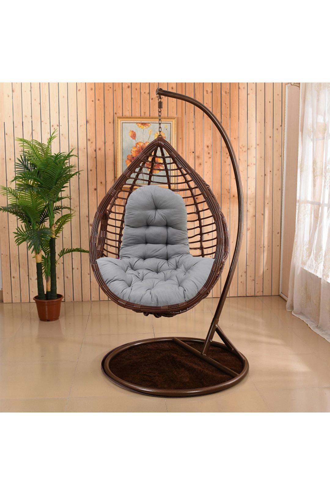 Living and Home 130x95x15cm T-Shaped Garden Cushion for Rattan Swing Chair & Hanging Basket image 3