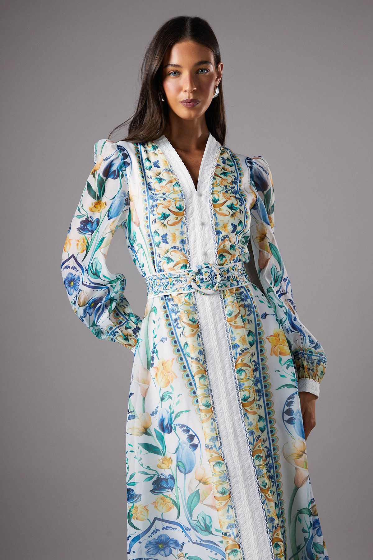 Coast Boarder Printed Organza Shirt Dress White image 2