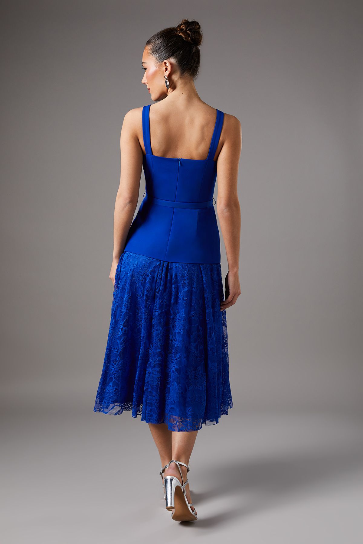 Coast Lace Pleat Skirt Dress Cobalt image 4
