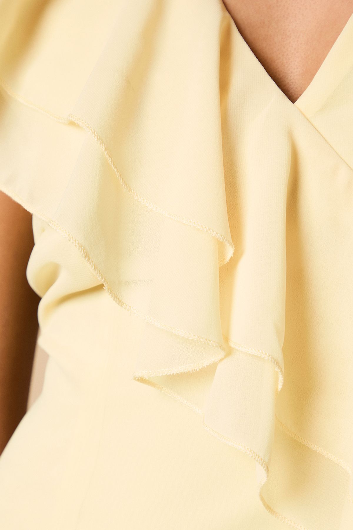 Oasis Petite Ruffle Asymmetric Maxi Dress Yellow image 5