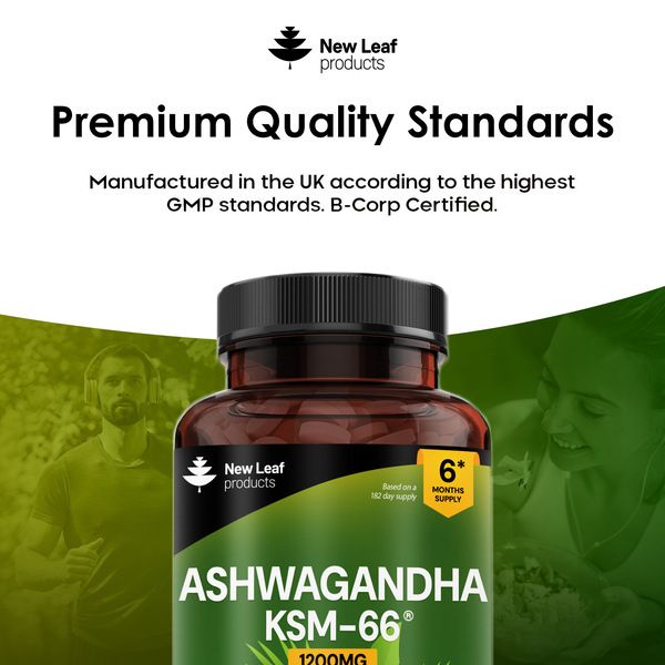 New leaf health Ashwagandha KSM-66 1200mg Pure Root Extract - 365 Vegan Tablets image 5