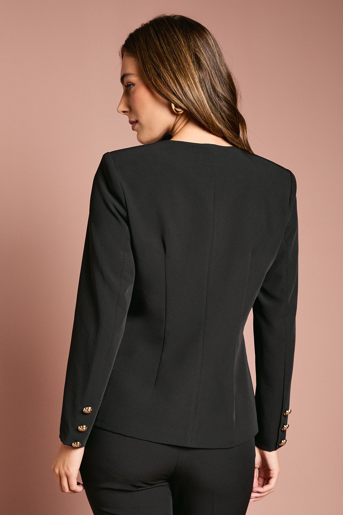 Coast Rose Button Long Sleeve Tailored Jacket Black image 4