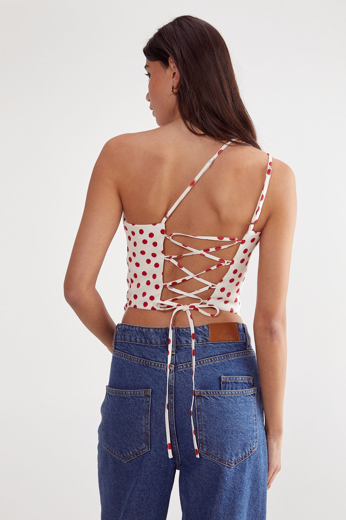 NastyGal Tailored Spot Print Asym Top Ivory image 4