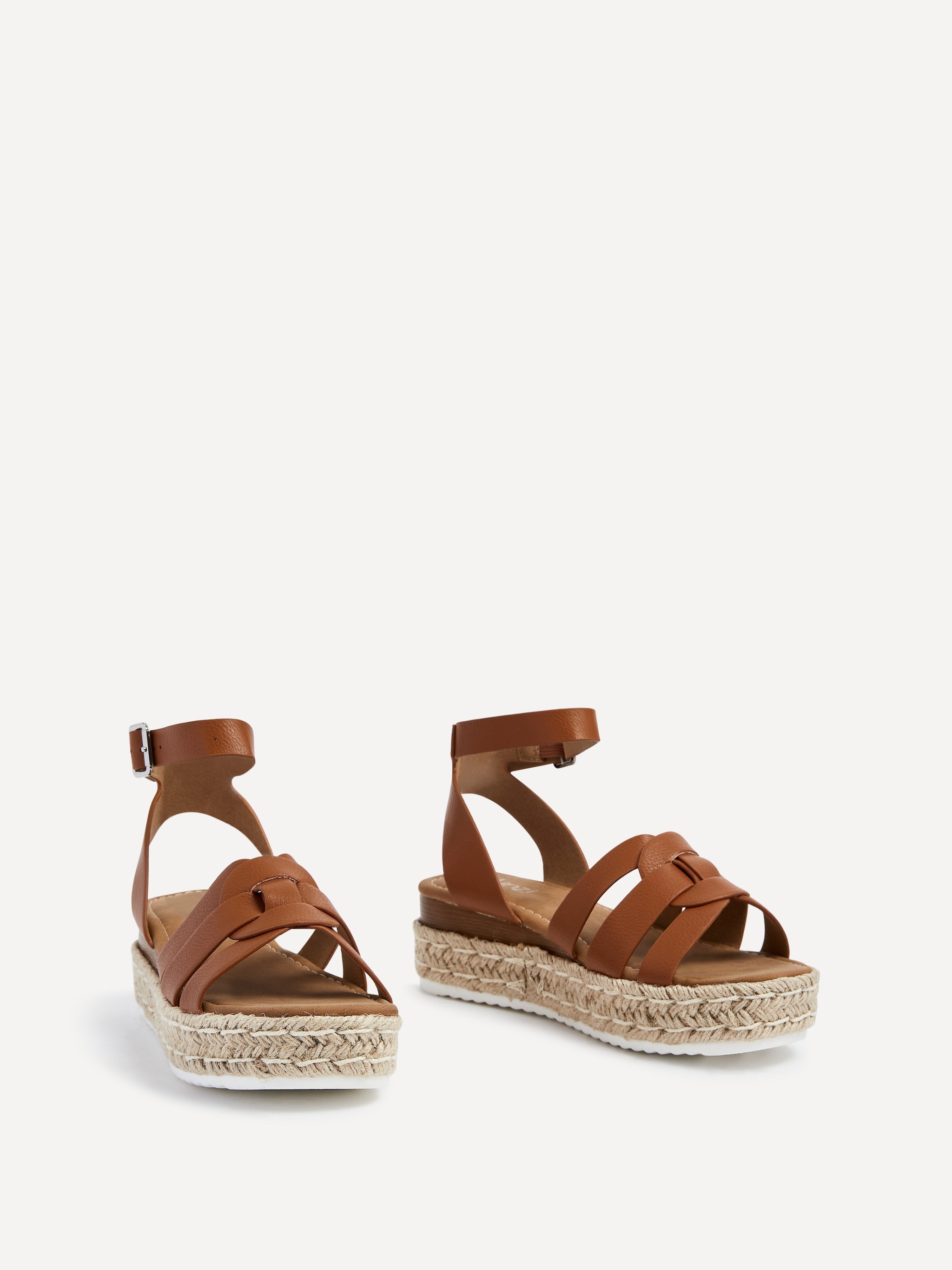 Linzi Dacota Tan Faux Leather Woven Espadrille Inspired Flatform Sandal image 3