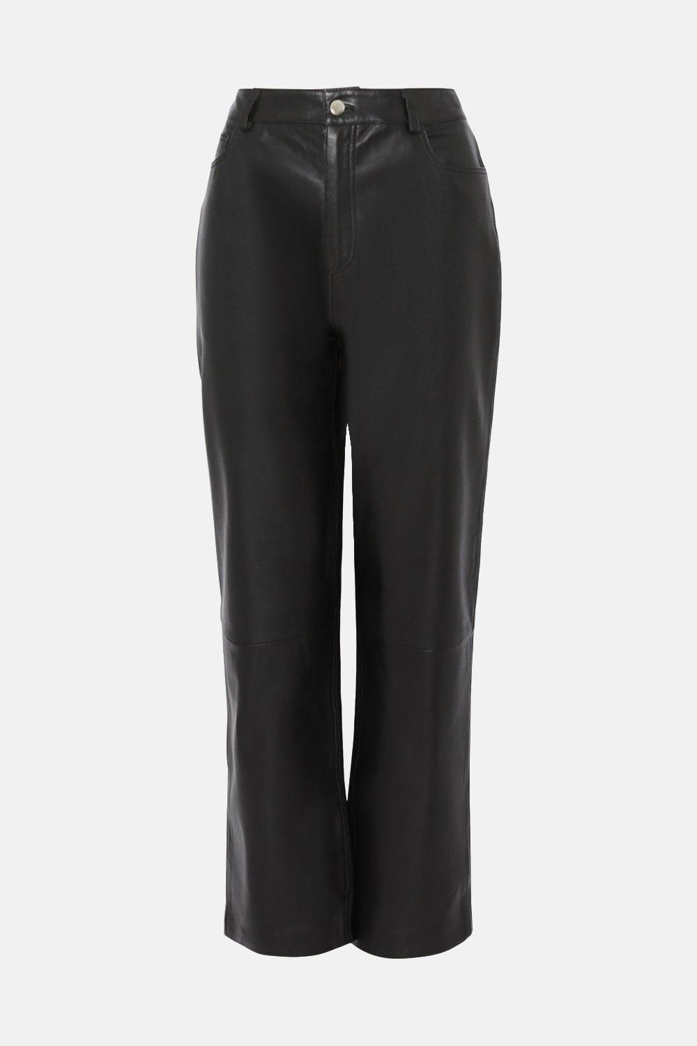 Oasis Leather Straight Leg Trouser Black image 4