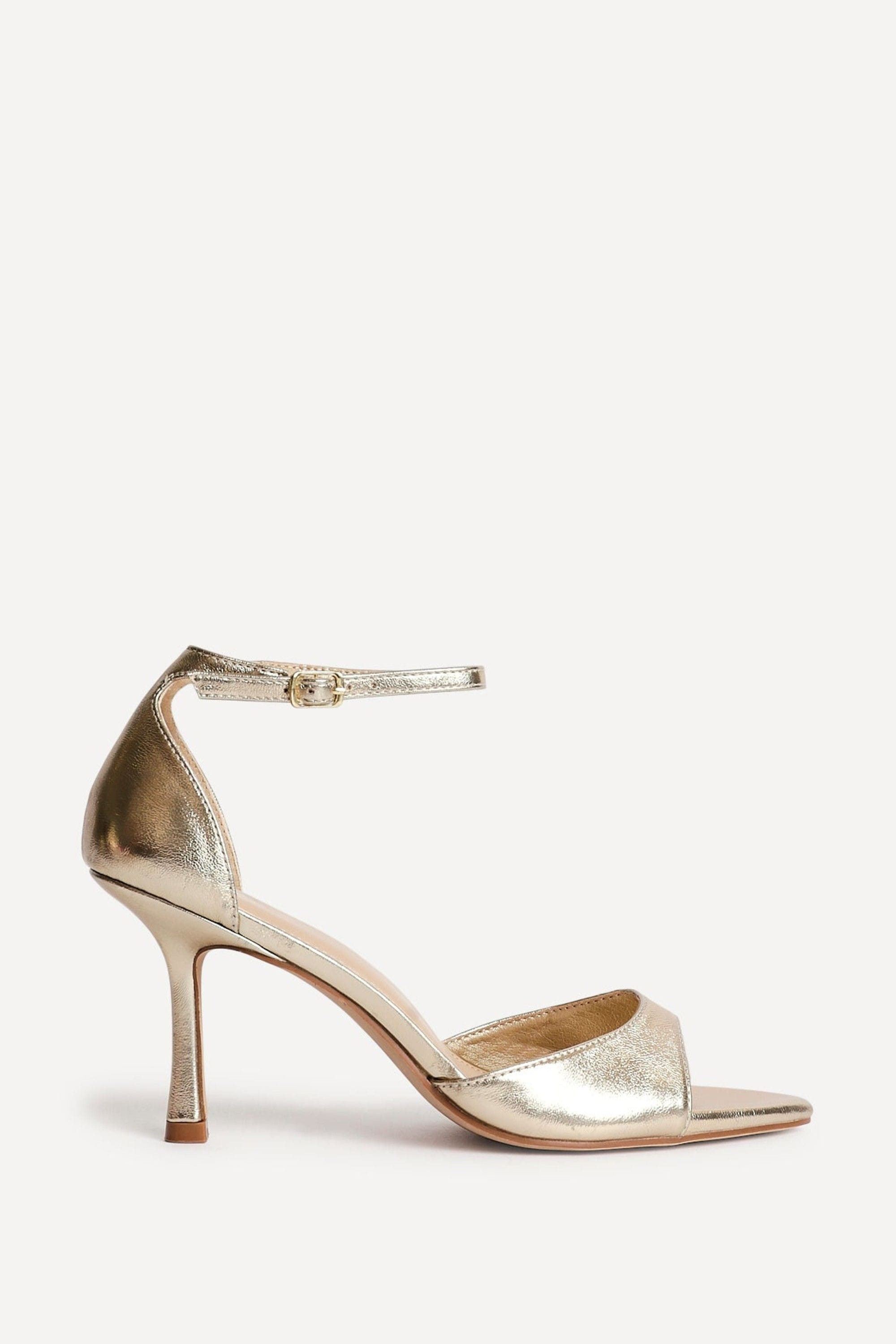 Linzi Wanted Gold Faux Leather Pointed Toe Heels