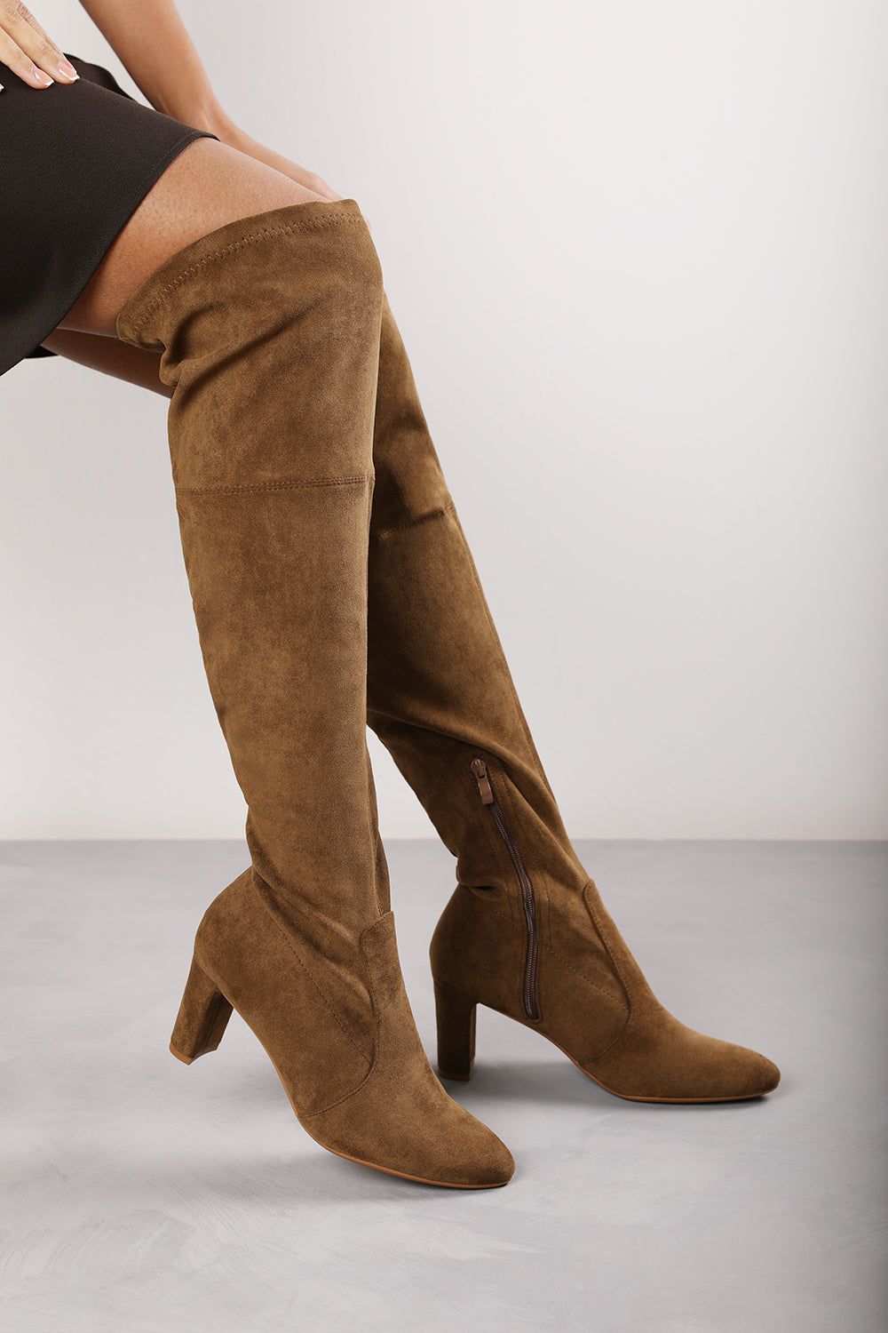 Where's That From 'Sonya' Suede Block Heel Over The Knee Boots image 1