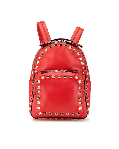 Valentino Preloved Rockstud Mini Backpack Iconic Studs Wo - Red