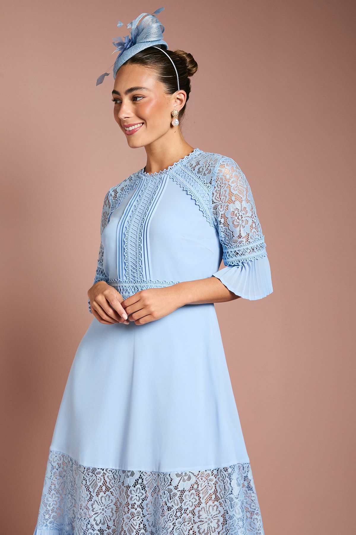 Coast Lace Insert Midi Dress Blue image 2