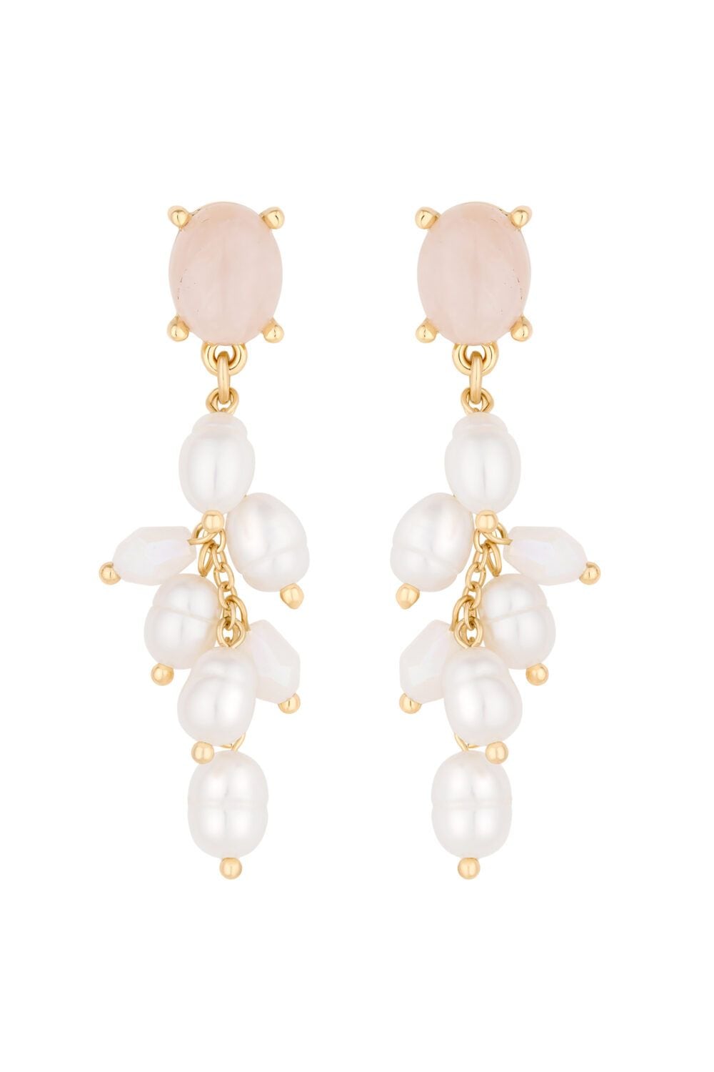 Jon Richard Gold Plated Semi Precious And Freshwater Pearl Earrings image 1