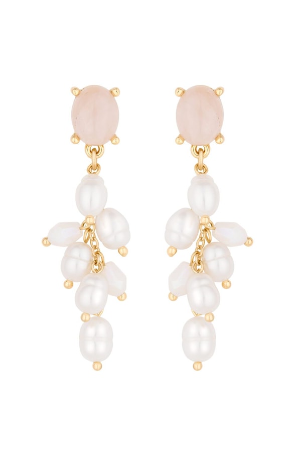Jon Richard Gold Plated Semi Precious And Freshwater Pearl Earrings