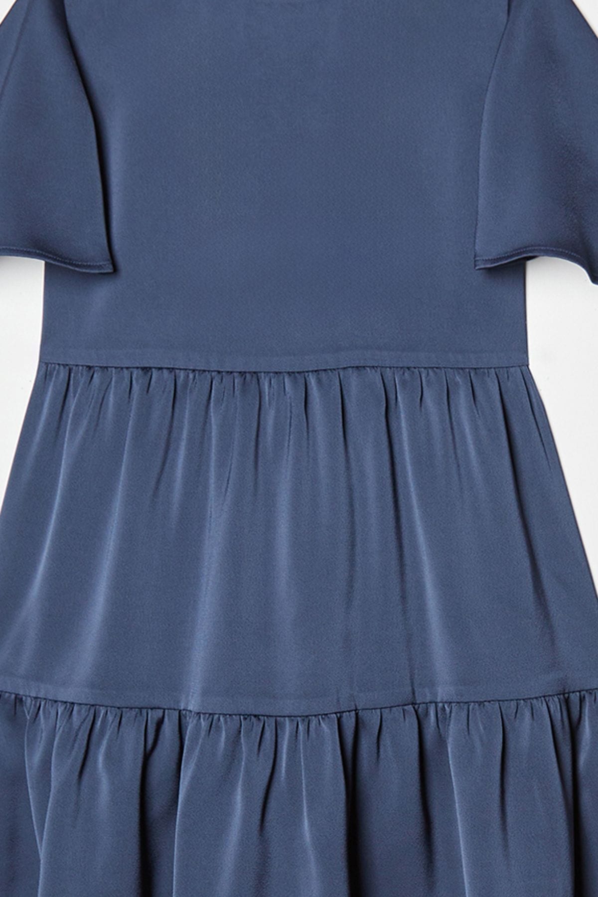 Coast Girls Satin Back Crepe Tiered Angel Sleeve Dress Navy image 7