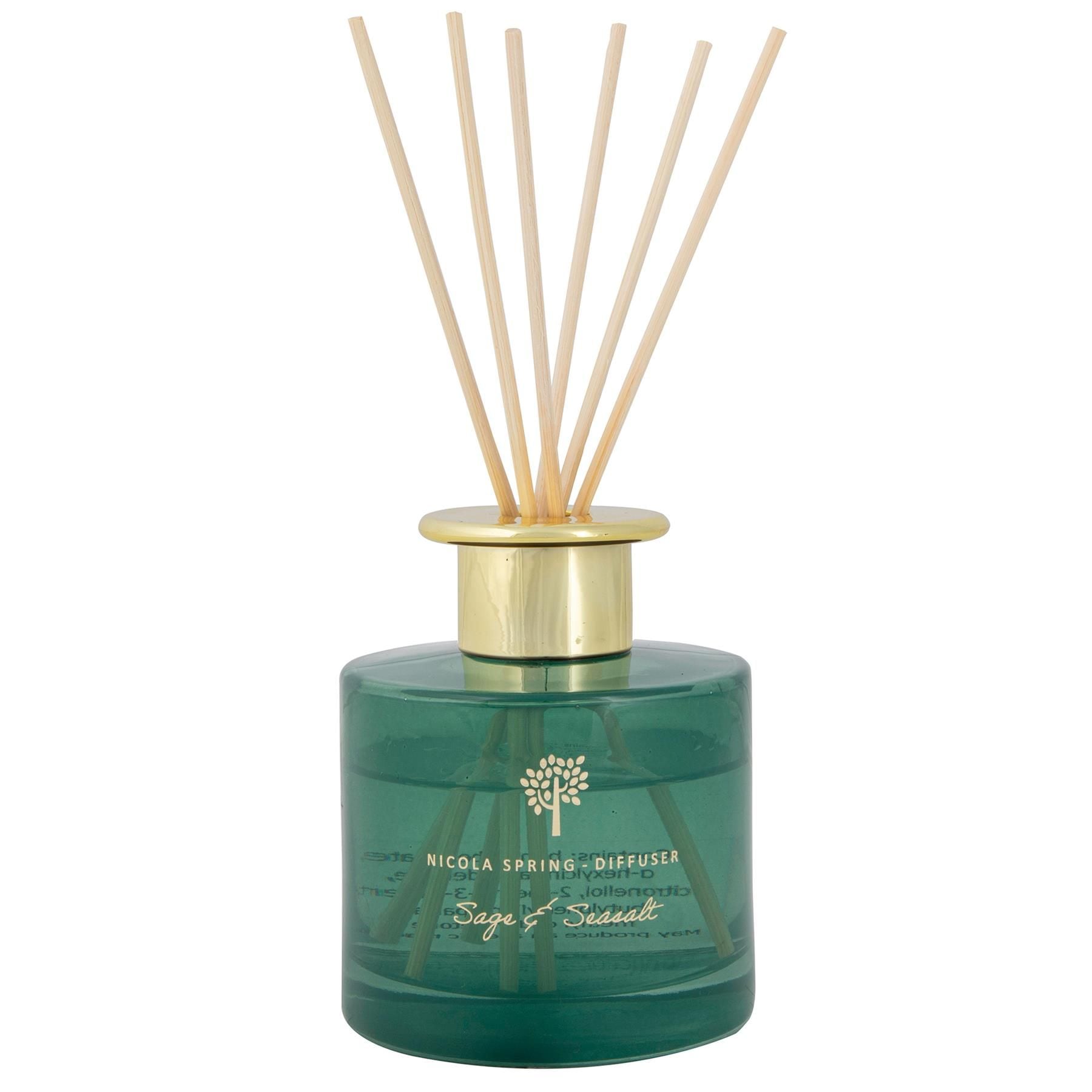 Nicola Spring 200ml Sage & Seasalt Reed Diffuser - Herbal Spa Relaxing Scent Jar image 1