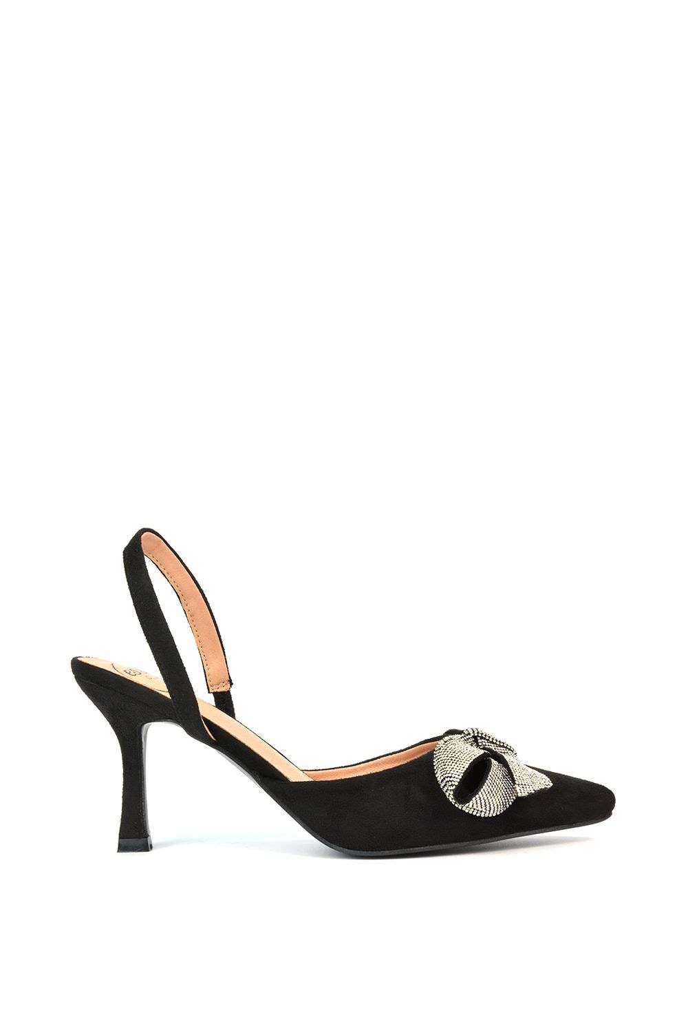 XY London 'Victoria' Diamante Bow Stiletto Slingback High Heel Shoes image 1