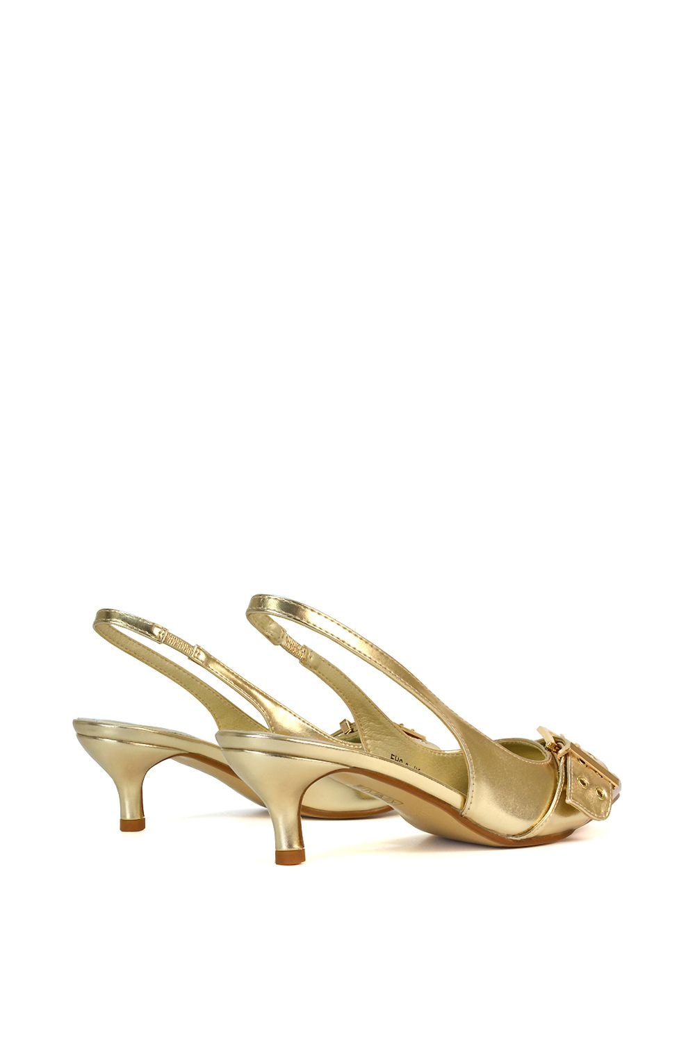 XY London 'Lexi' Pointed Toe Slingback Low Kitten Heels With Buckle Detail image 6