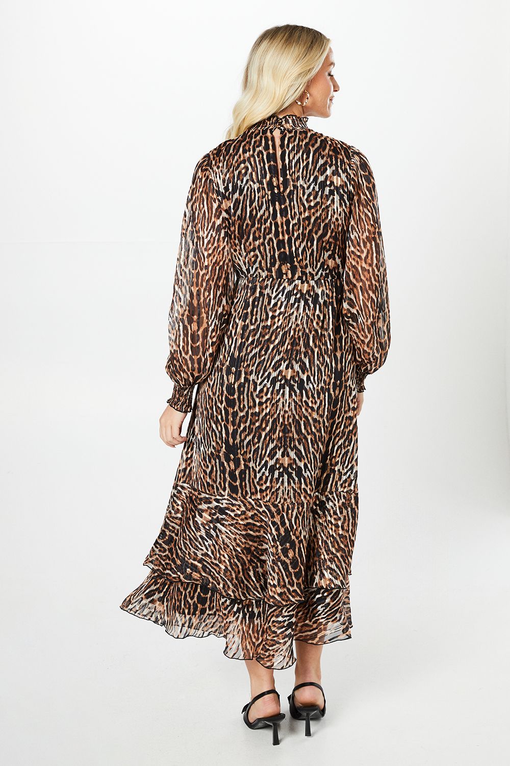 Dorothy Perkins Animal Chiffon Burnout Stripe Midi Dress Animal image 3