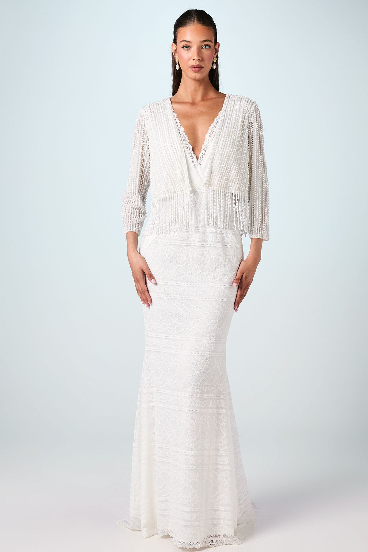 Coast Premium Beaded Fringe Bridal Jacket Ivory image 2