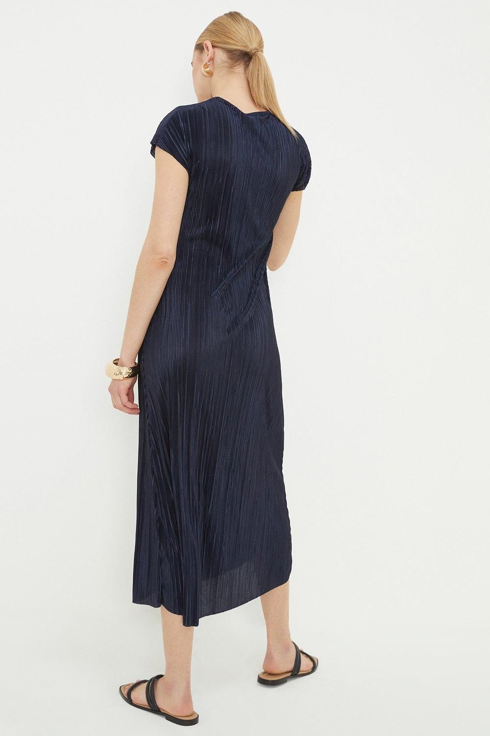 Dorothy Perkins Navy Plisse Midi Dress Navy image 4