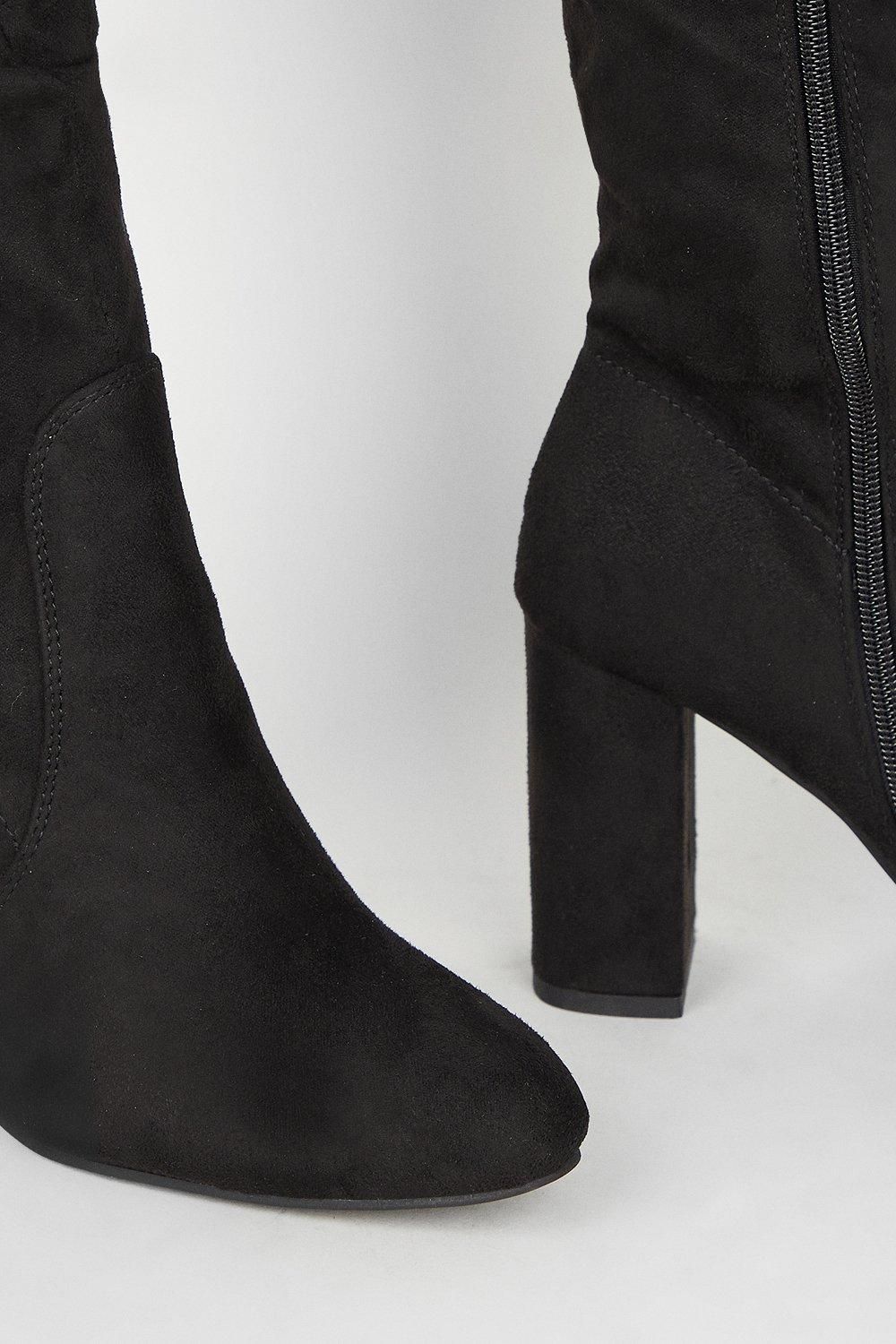 Dorothy Perkins Keris Ruched Knee High Boots Black image 4