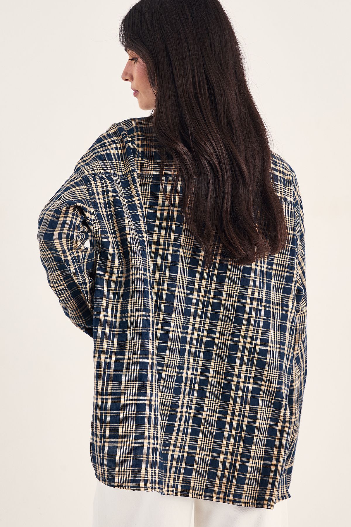 NastyGal Check Oversized Shirt Blue image 4