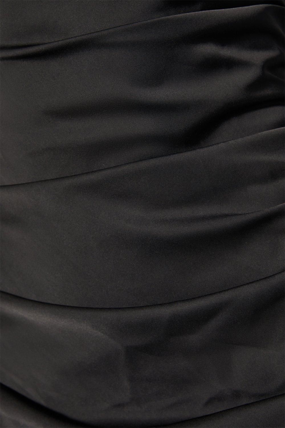 MissPap Satin Bandeau A Line Mini Dress Black image 5