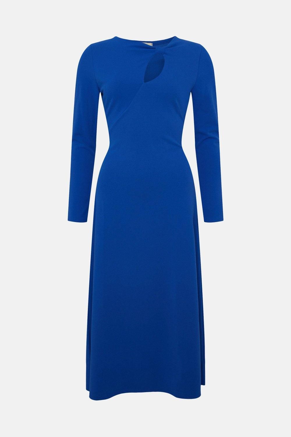 Oasis Scuba Crepe Bow Detail Midi Dress Cobalt image 4