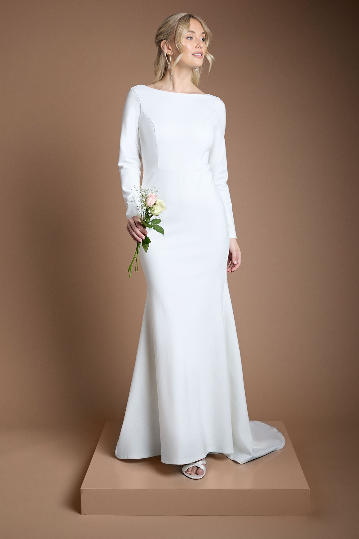 Coast Coast Honoured Slash Neck Puddle Wedding Dress Ivory