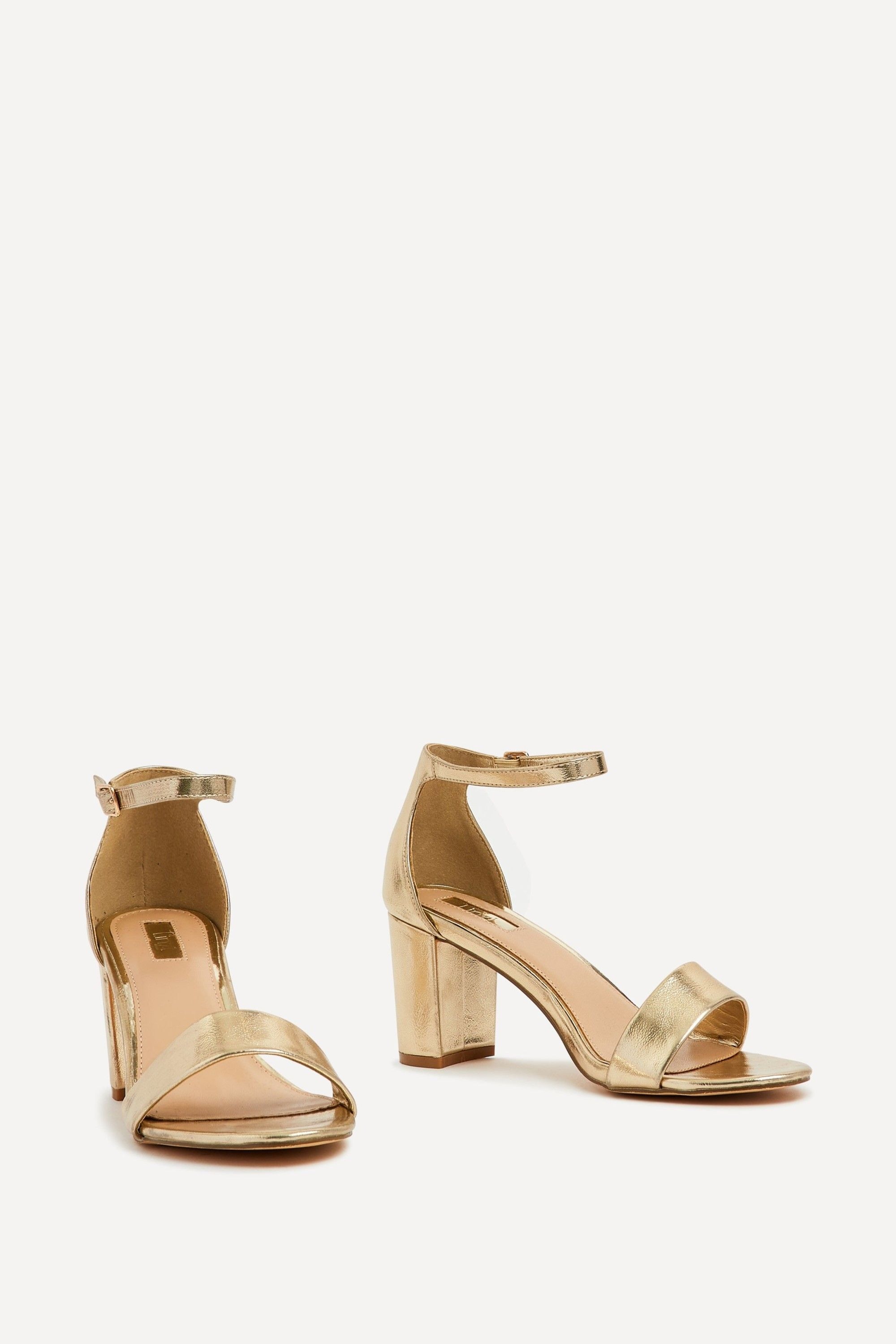 Linzi Frankie Gold Faux Leather Barely There Closed Back Block Heeled Sandal image 3