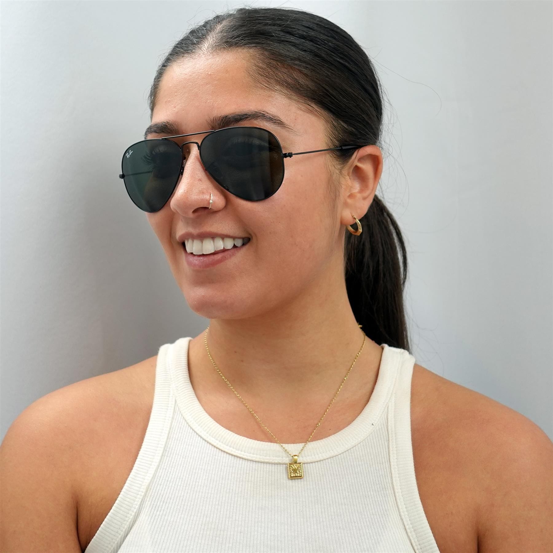 Ray-Ban Aviator Black Green Aviator 3025 Sunglasses image 5