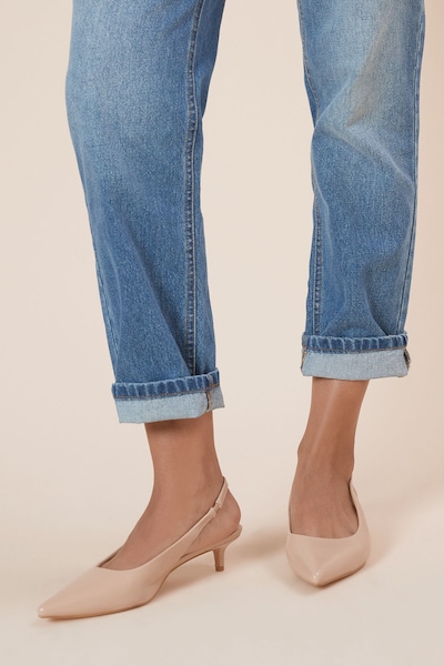 Dorothy Perkins Faelina Faux Leather Slingback Kitten Heel Court Shoes Beige