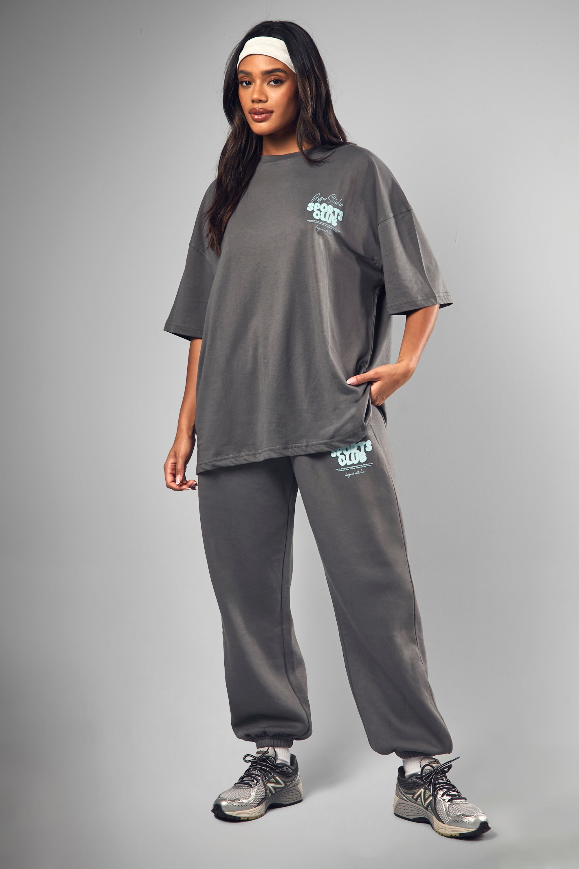 DSGN Studio DSGN Studio Sports Bubble Slogan Oversized T-shirt Charcoal image 3