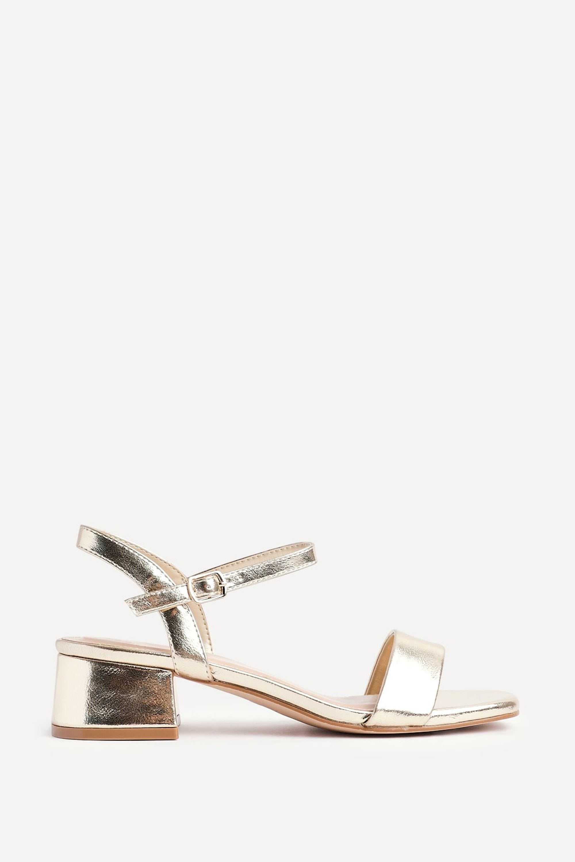 Linzi Tillie Gold Faux Leather Low Block Heel
