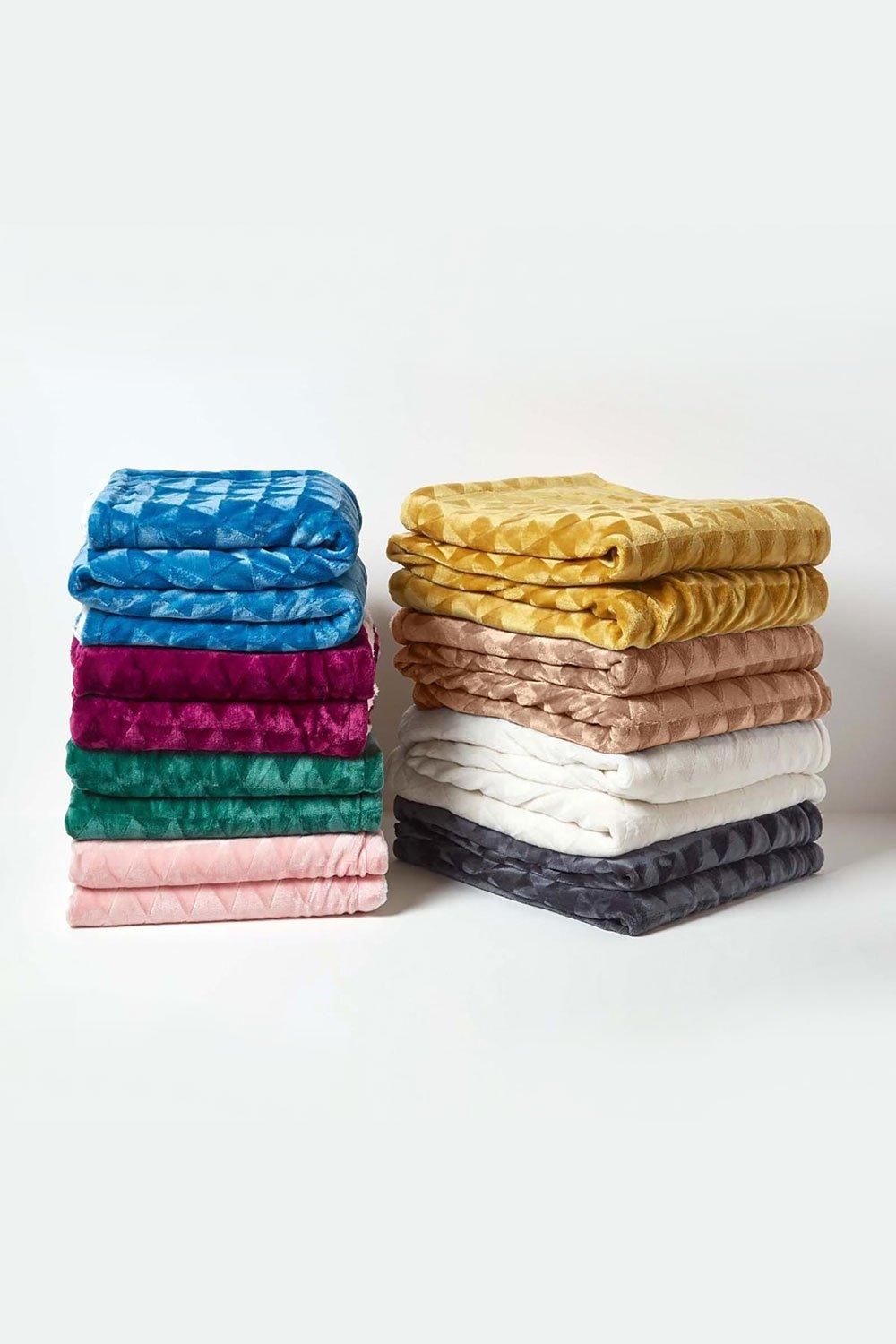 Homescapes Geometric Triangle Velvet Throw image 6