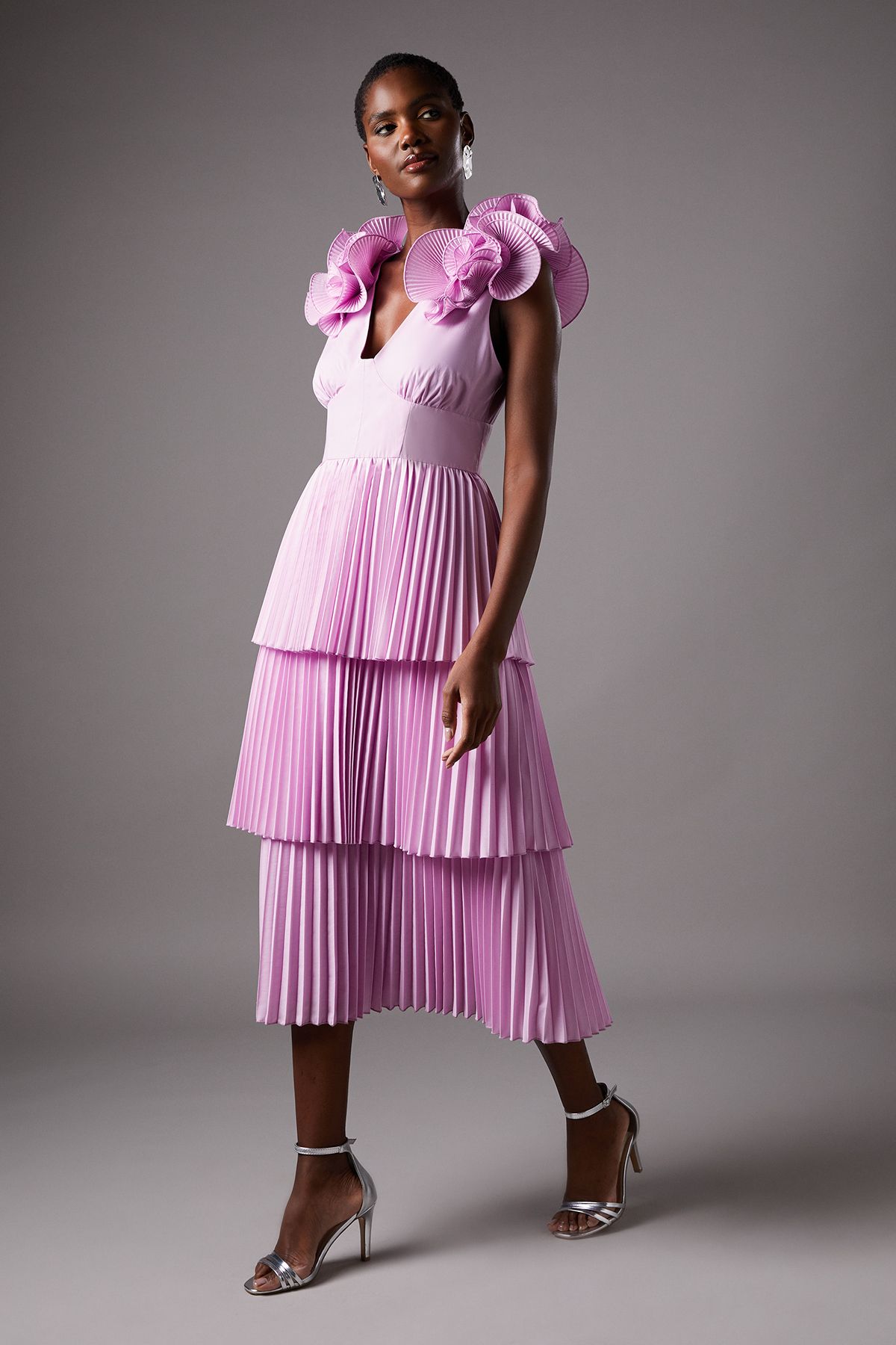 Coast Pleat Skirt Midi Dress Lilac image 2